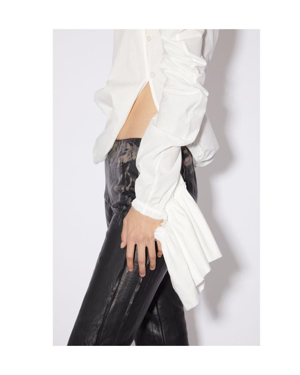 Acne White Draped Asymmetric Cotton Blouse