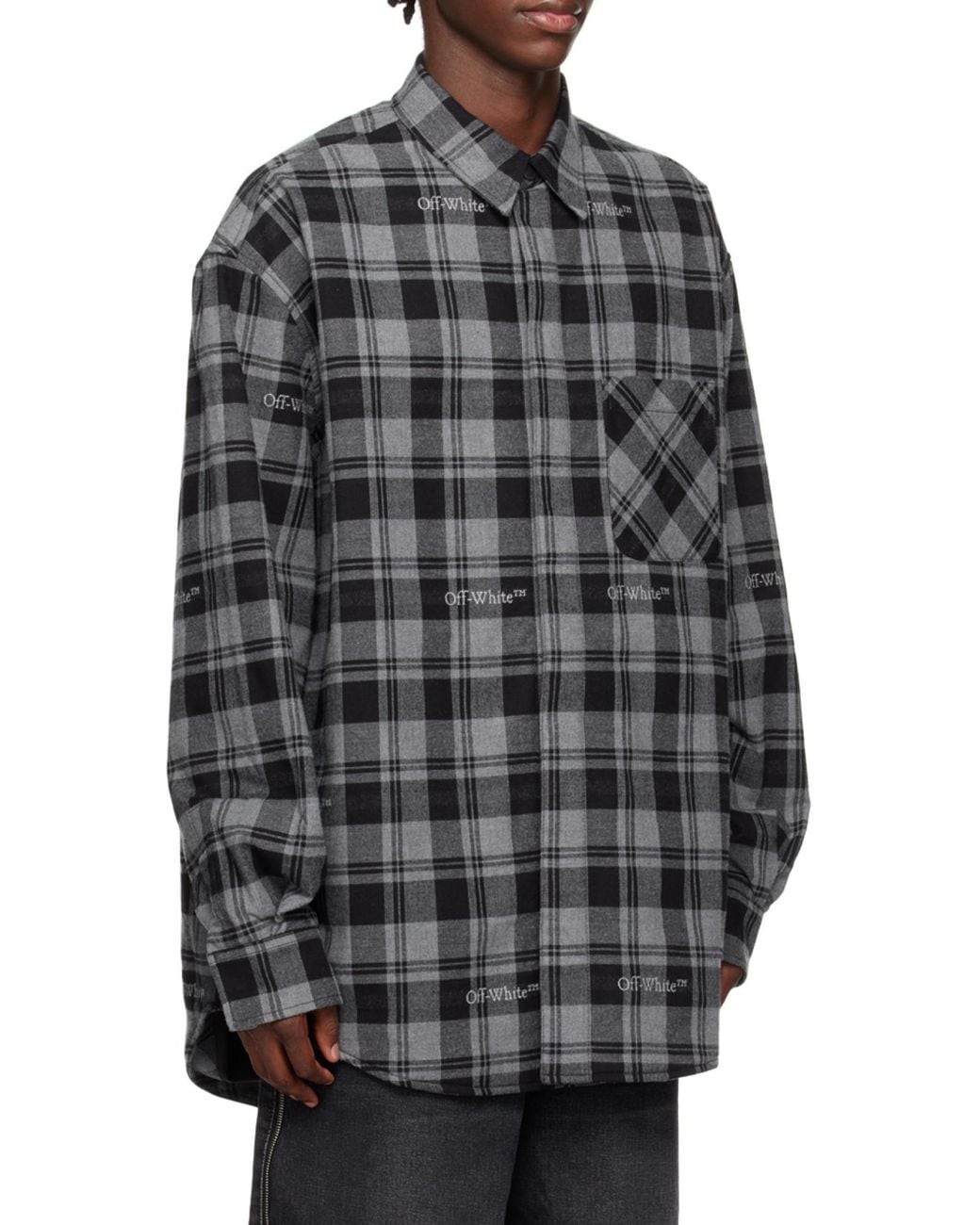 Off-White c/o Virgil Abloh Black Checked Long-Sleeved Shirt for men