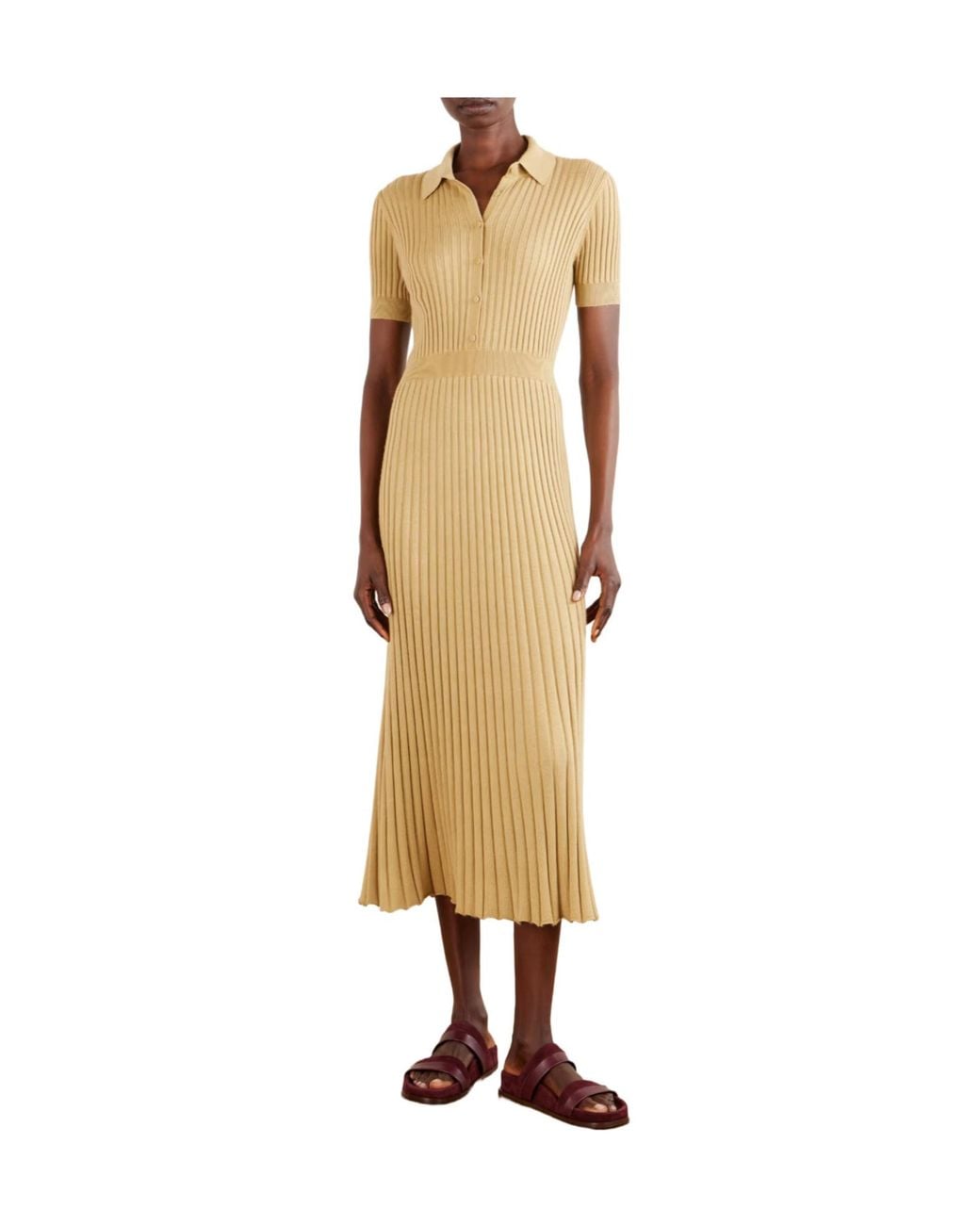 Gabriela Hearst Natural Ribbed Silk And Cashmere-Blend Midi Dress