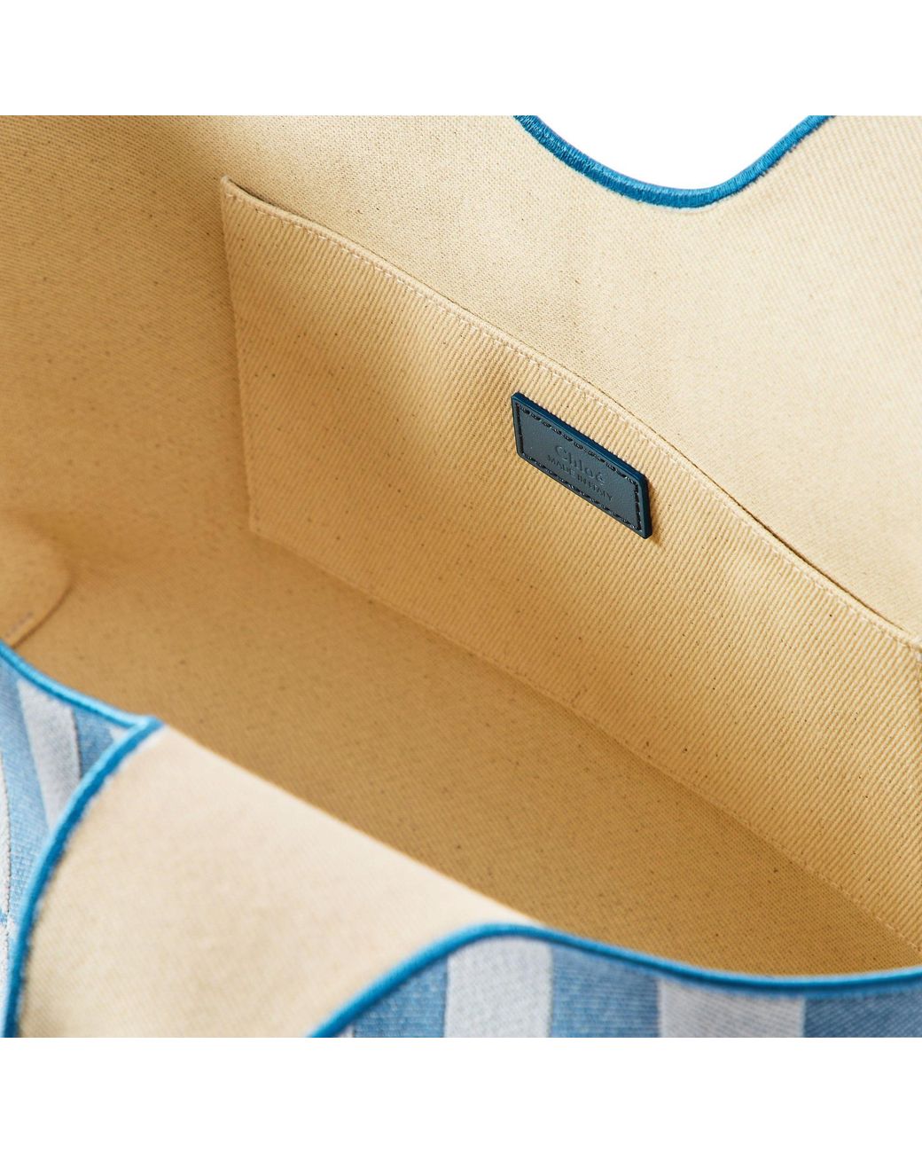 Chloé Blue Stylish Striped Handheld Tote Bag