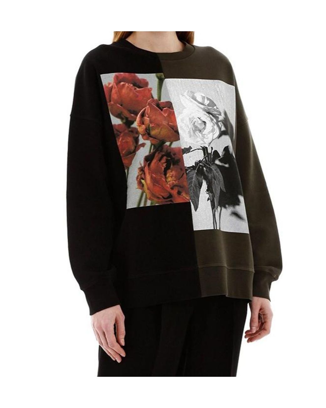 McQueen Black Rose Printed Casual Sweater