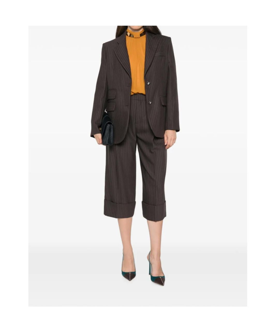 Elisabetta Franchi Black Striped Single-Breasted Jacket
