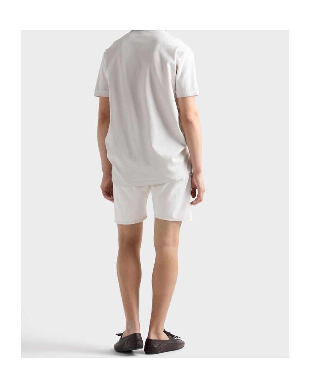 Prada White Garment-Dyed Cotton Polo Shirt for men