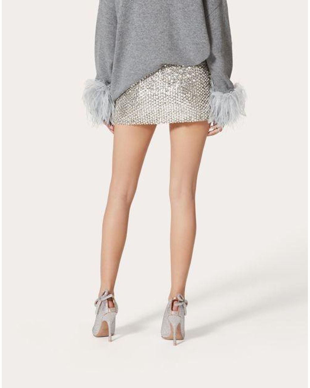 Valentino Natural Embroidered Organza Mini-Skirt