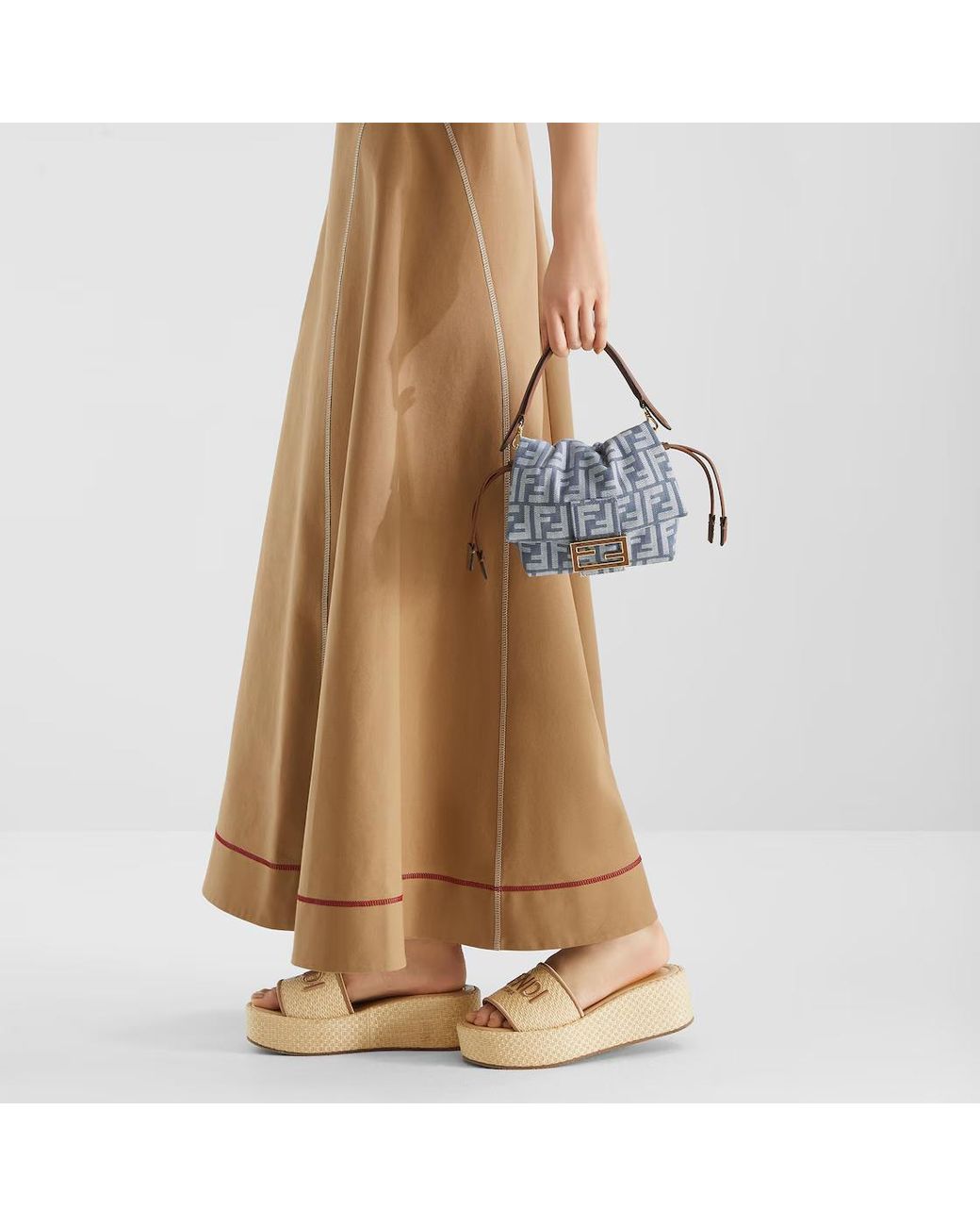 Fendi Gray Denim-Effect Ff Jacquard Bag
