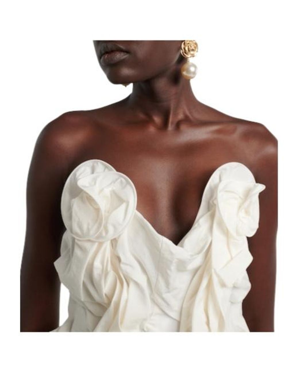 Magda Butrym White Draped Cotton And Silk Bustier Top