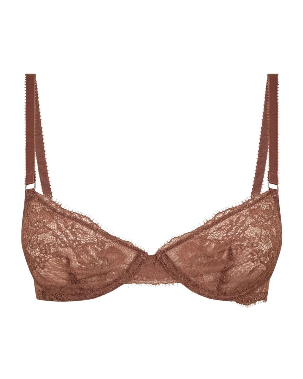 Ralph Lauren Brown Lace Demi-Cup Bra