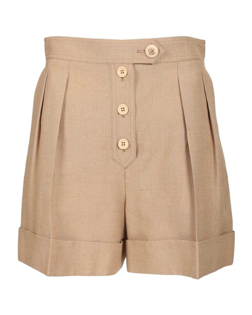 Valentino Natural Button Detailed Turn-Up Hem Shorts