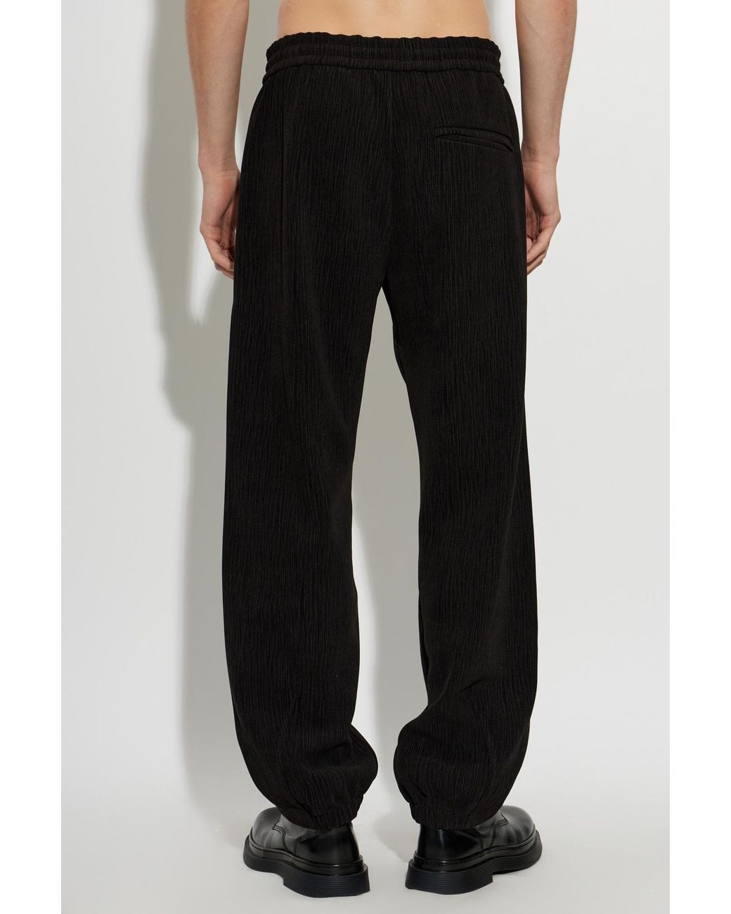 Post Archive Faction PAF Black Elastic-Waist Trousers for men