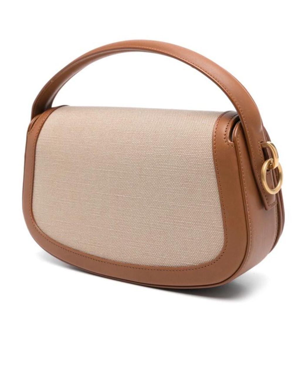 Saint Laurent Natural Logo Plaque Foldover Top Tote Bag