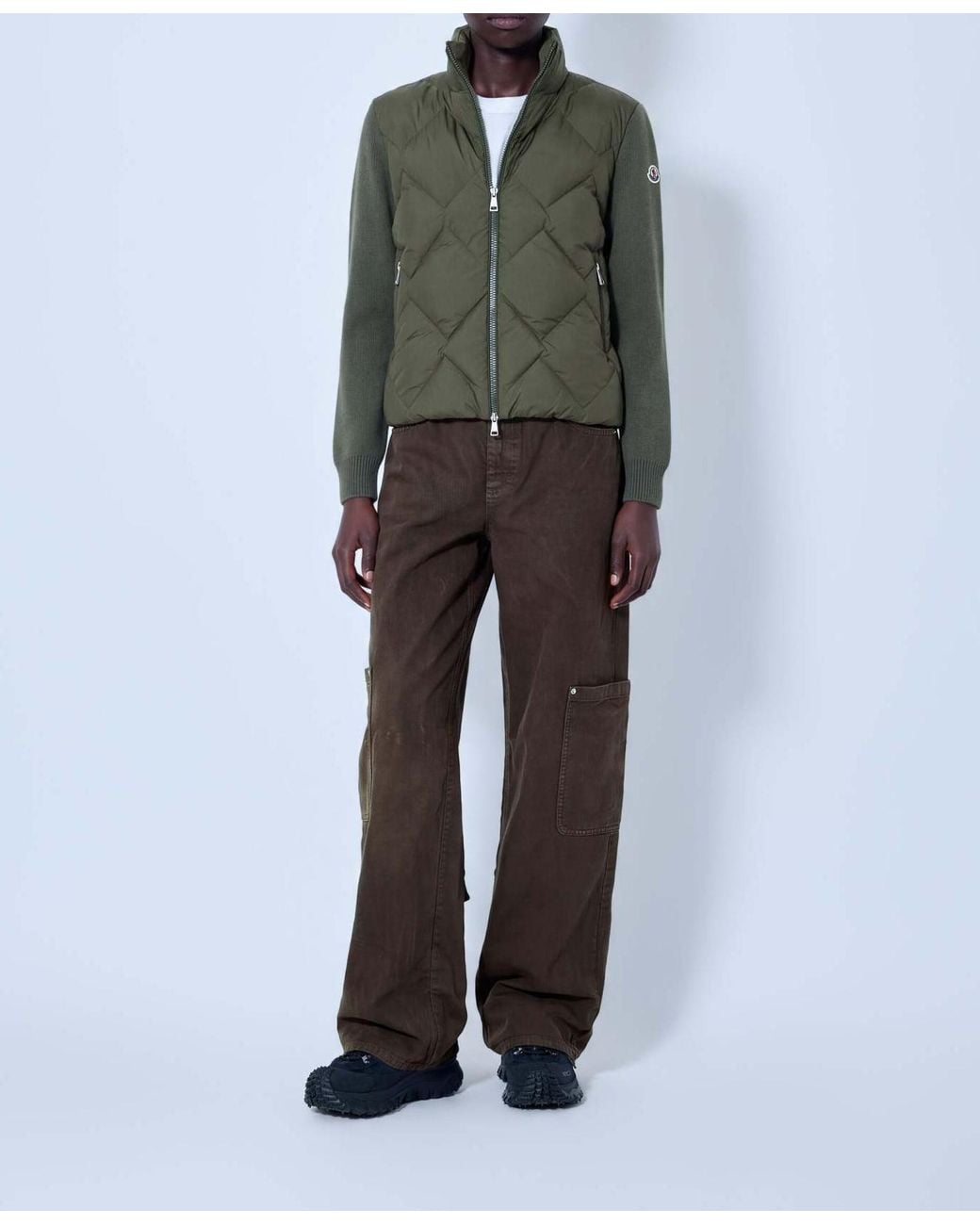 Moncler Brown Logo Patch Cargo Jeans