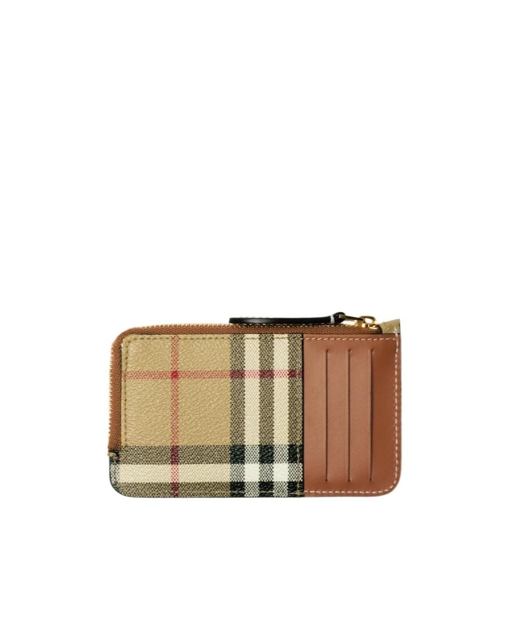 Burberry Natural Vintage Checked Zipped Cardholder