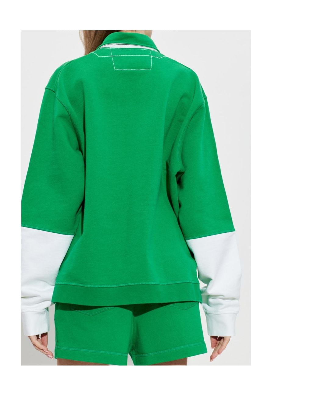 DSquared² Green Logo Embroidered Stripe Collared Sweatshirt