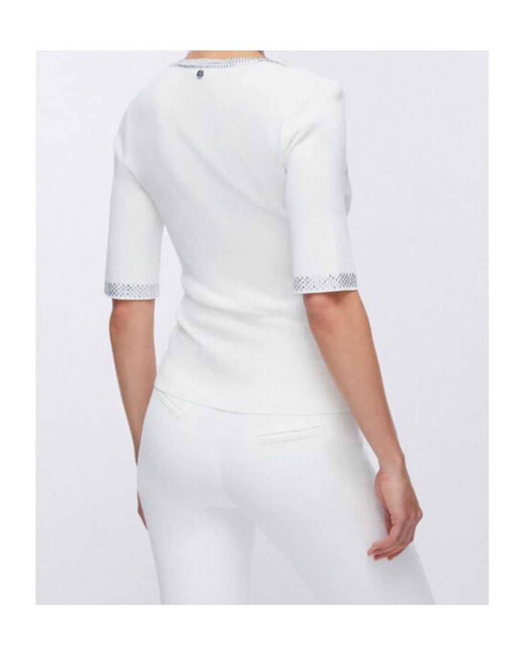 Liu Jo Natural Embellished V-Neck Jumper