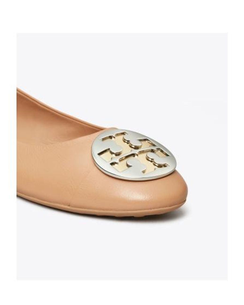Tory Burch Natural Claire Cap-Toe Ballet Flats