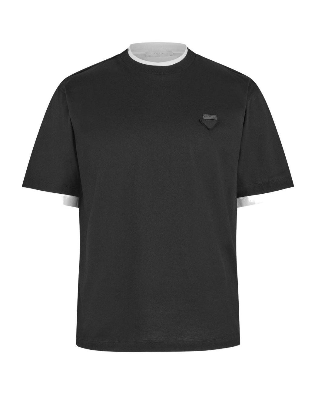 Prada Black Color-Blocked T-Shirt for men