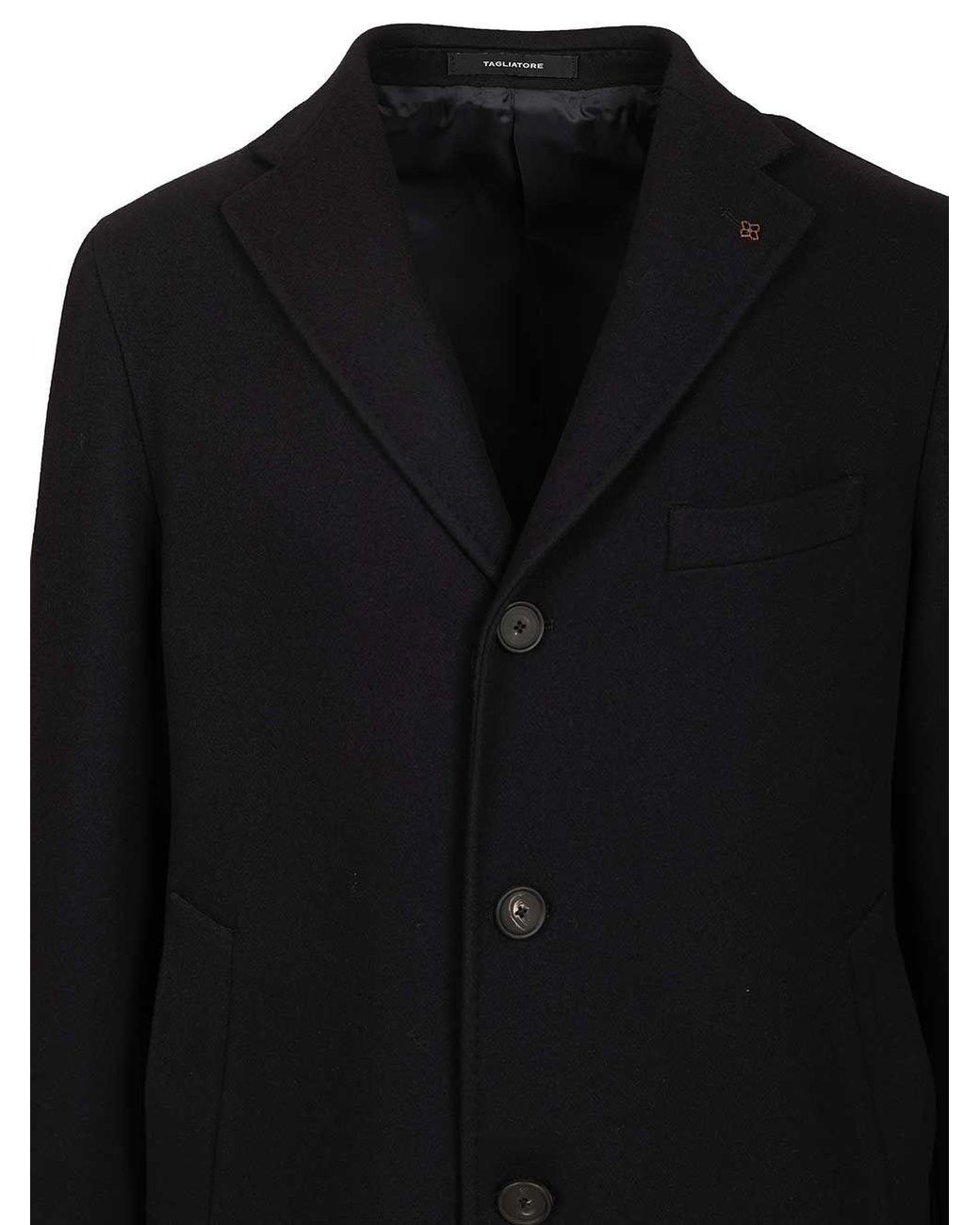 Tagliatore Black Bruce Lined Coat for men