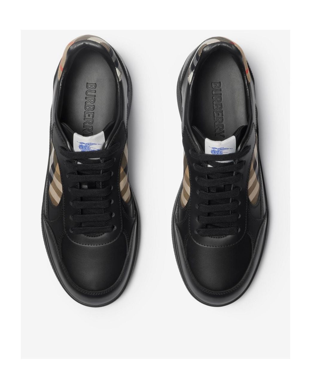 Burberry Black Apos;S Terrace Leather And Check Low-Top Sneakers for men