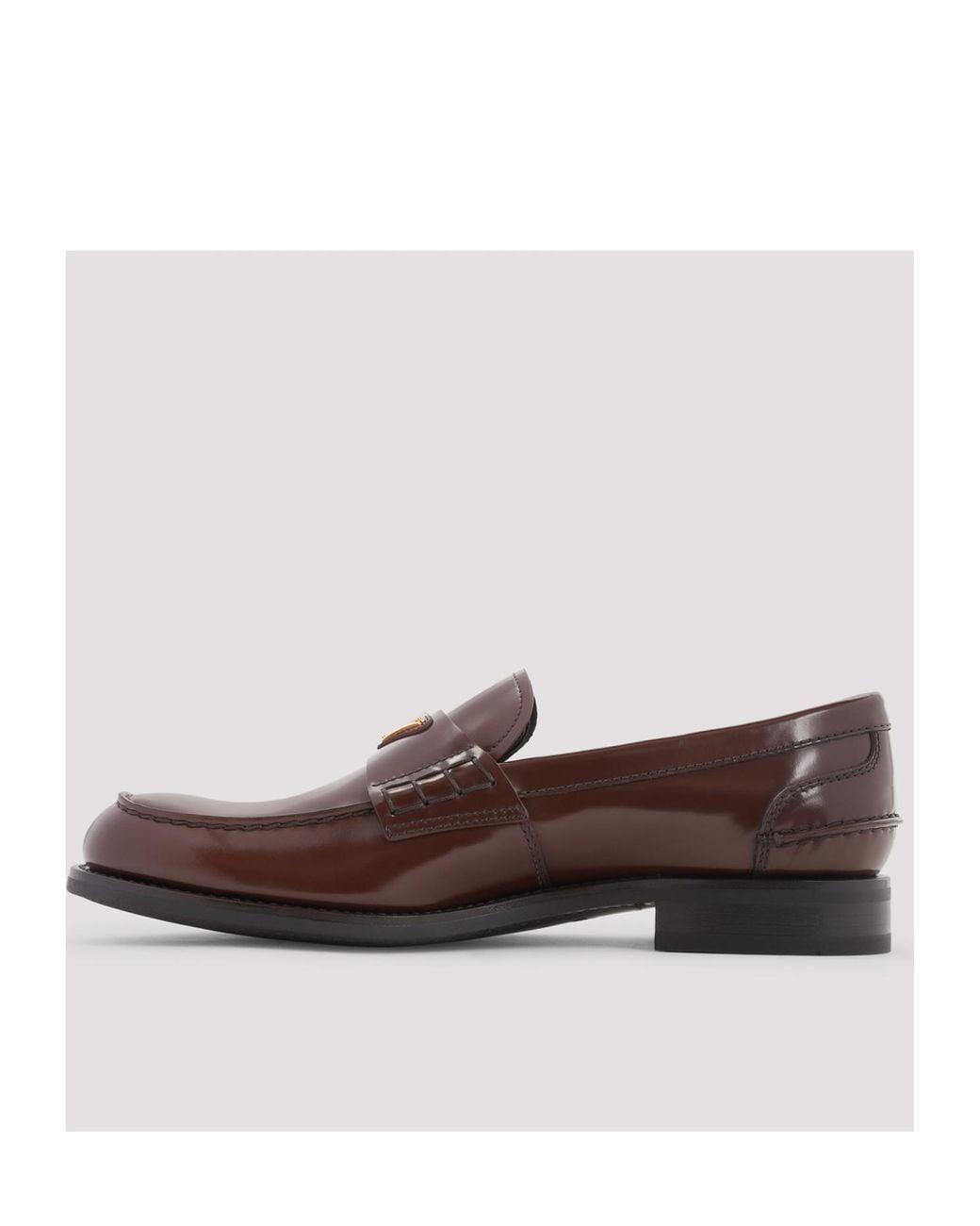 Prada Brown Triangle-Logo Slip-On Loafers for men