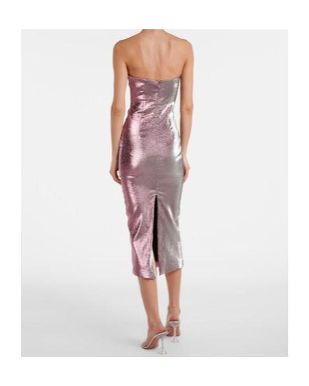 Area Purple Floral-Appliqué Lamé Midi Dress