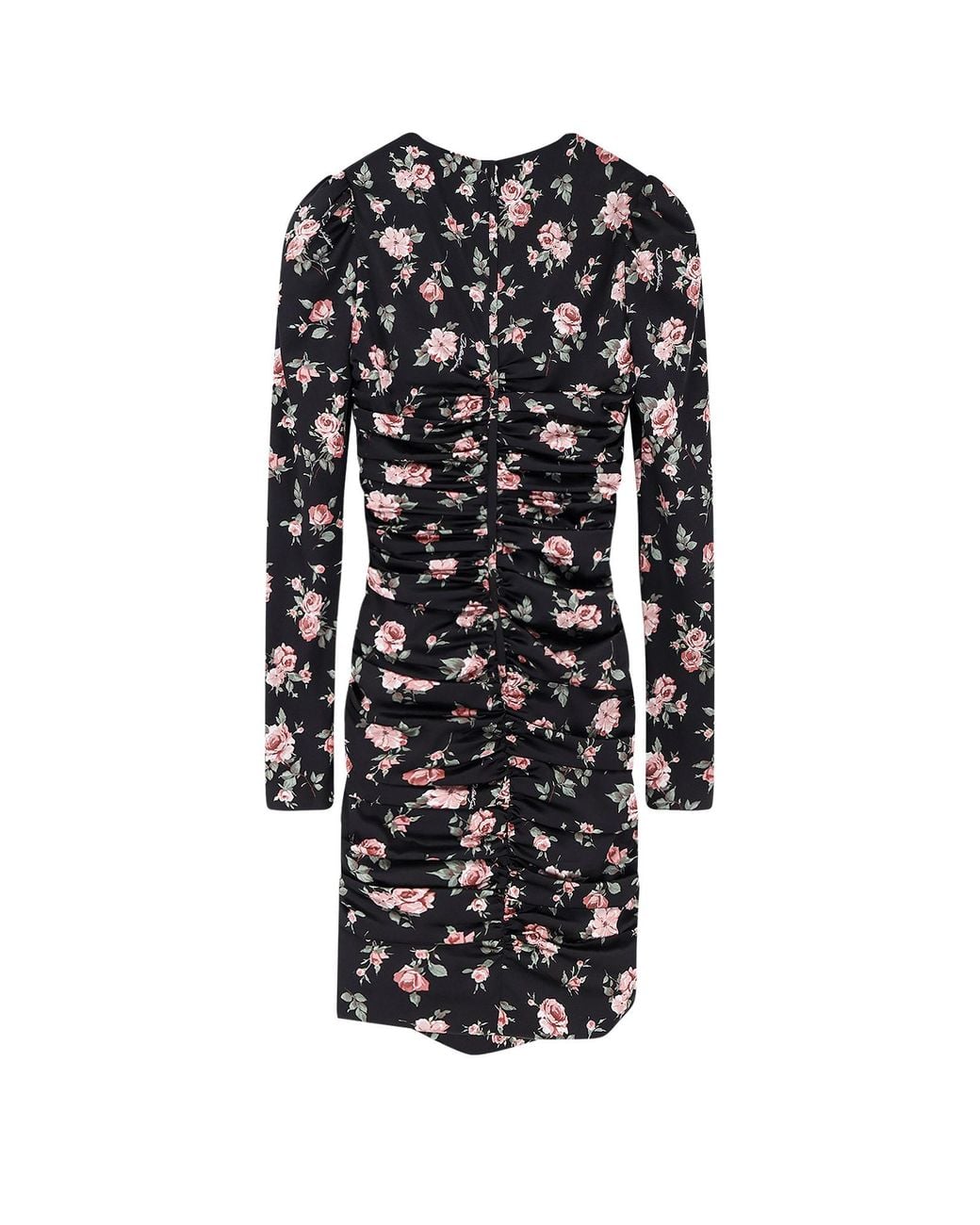 Dolce & Gabbana Black Ruched Floral Mini Dress