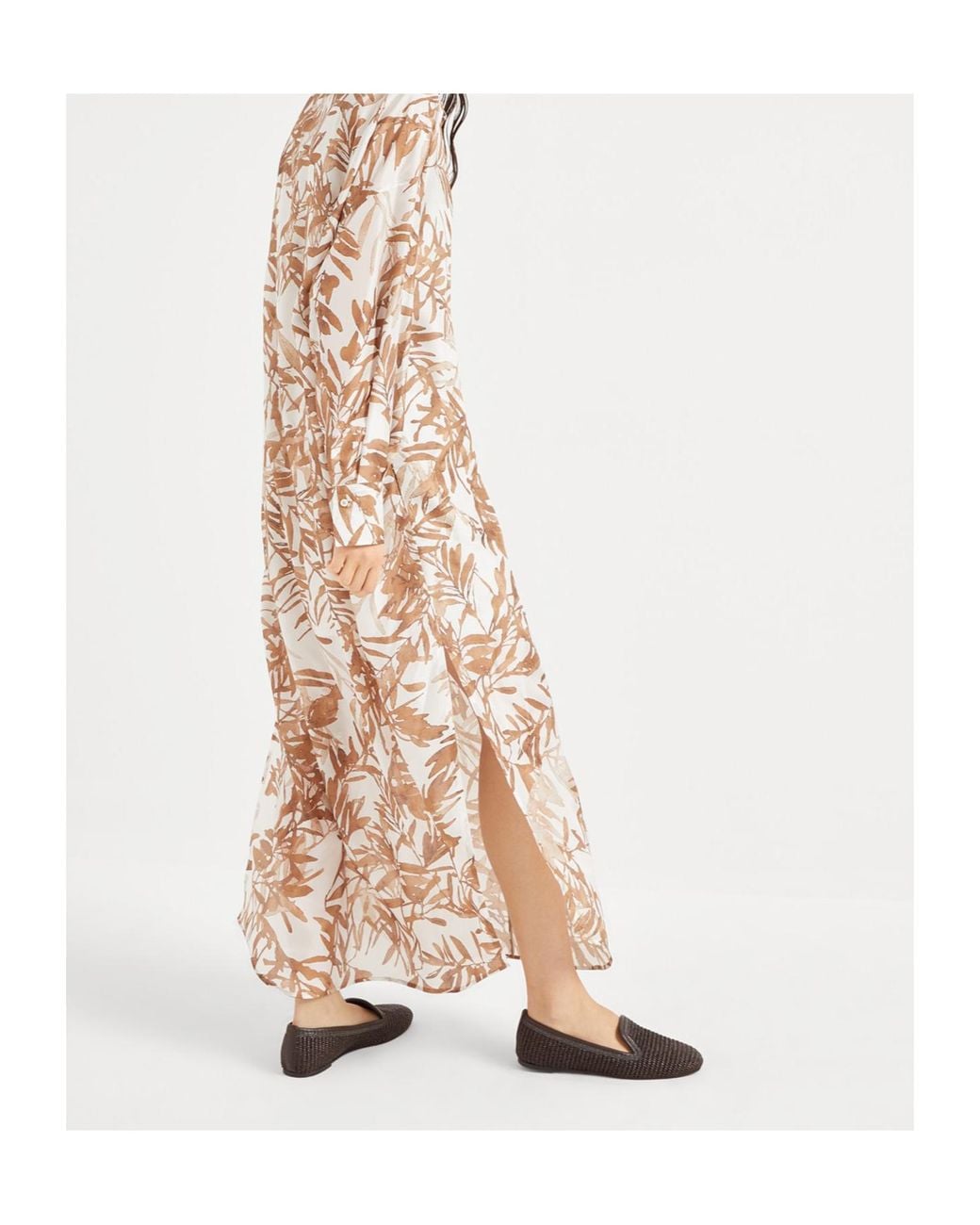 Brunello Cucinelli Natural Herbarium-Print Shirt Dress