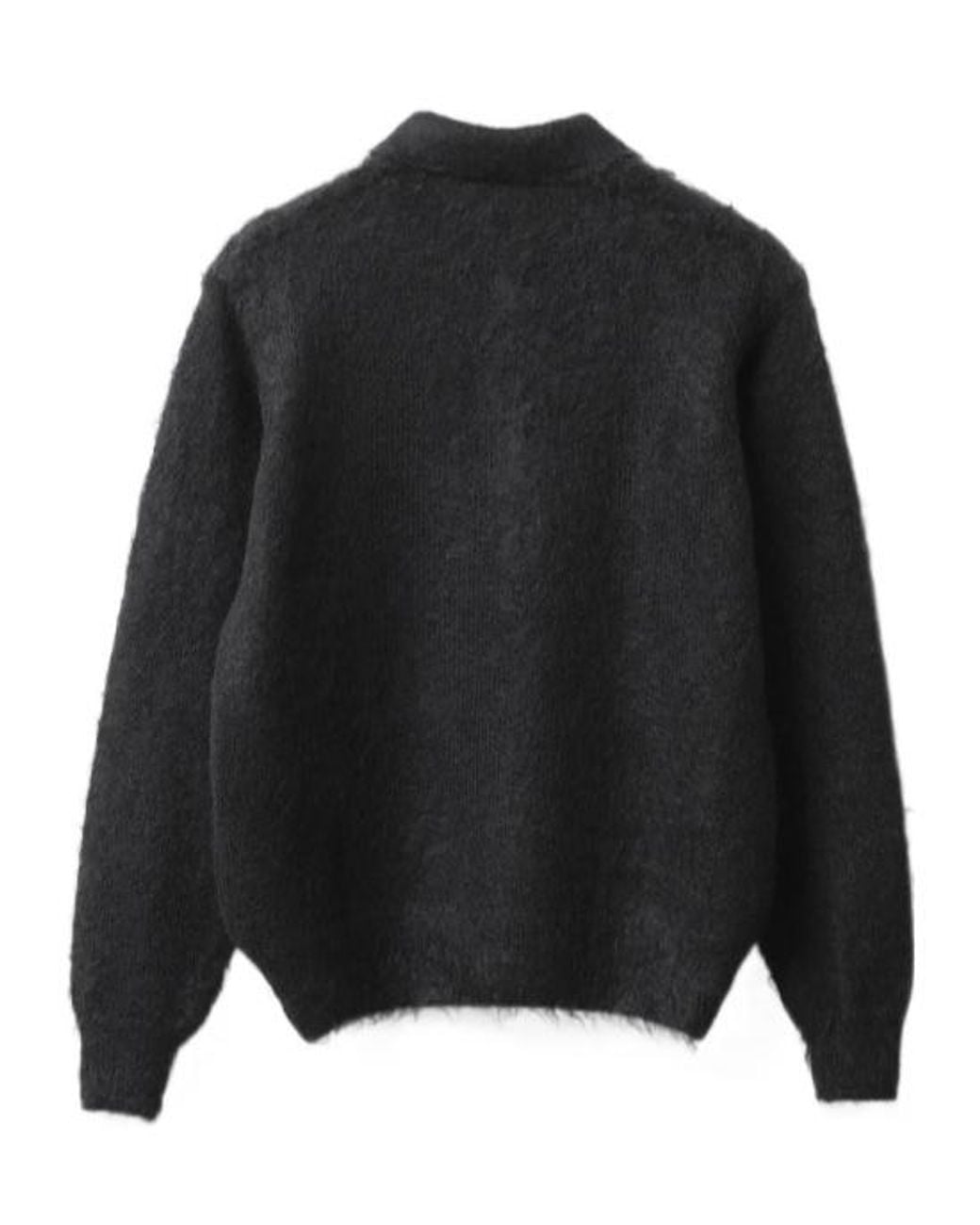 Auralee Black Long-Sleeve Polo-Collar Sweater for men