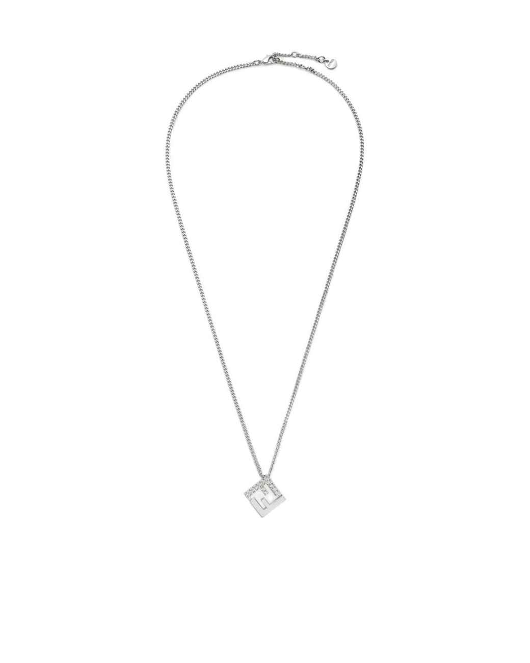 Fendi White Forever Embellished Necklace