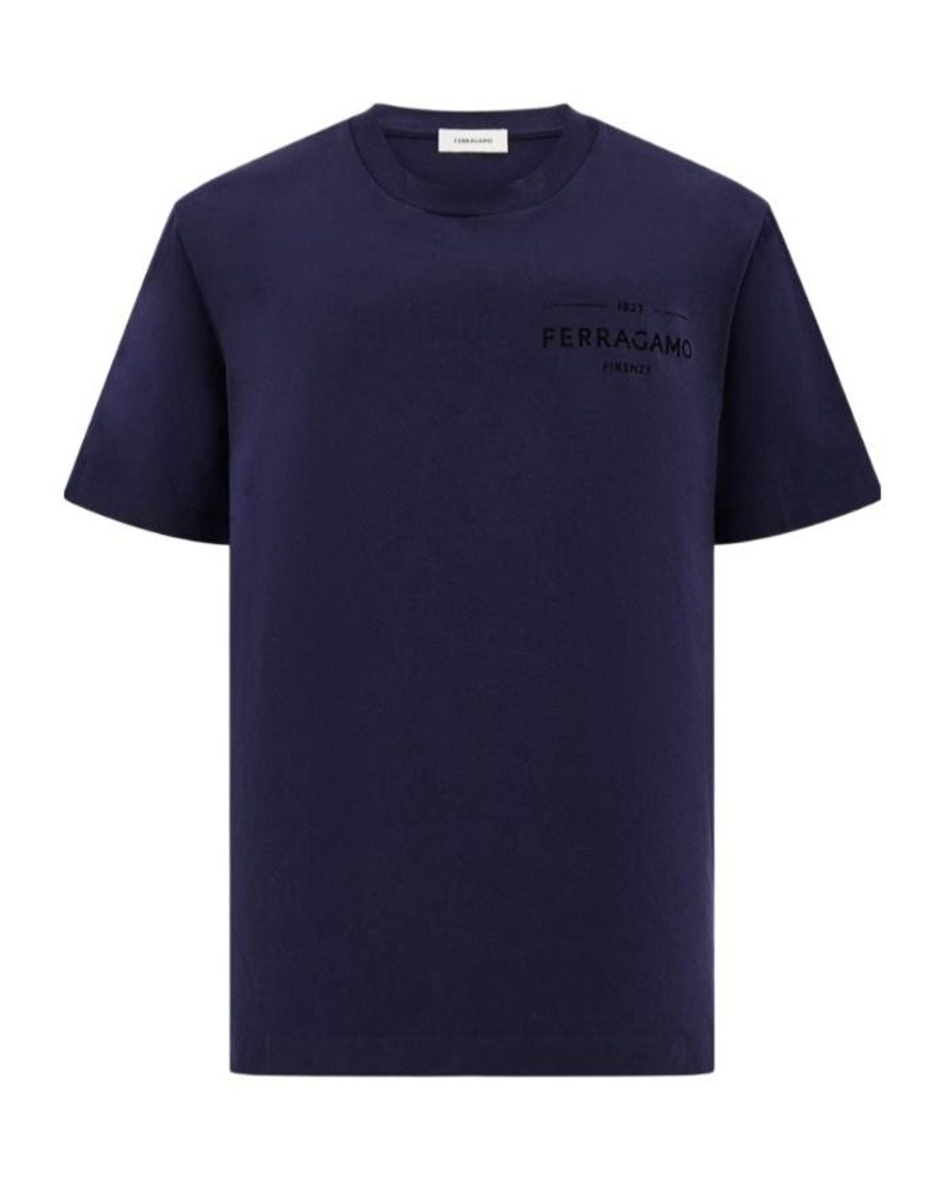 Ferragamo Blue T-Shirts With Logo for men