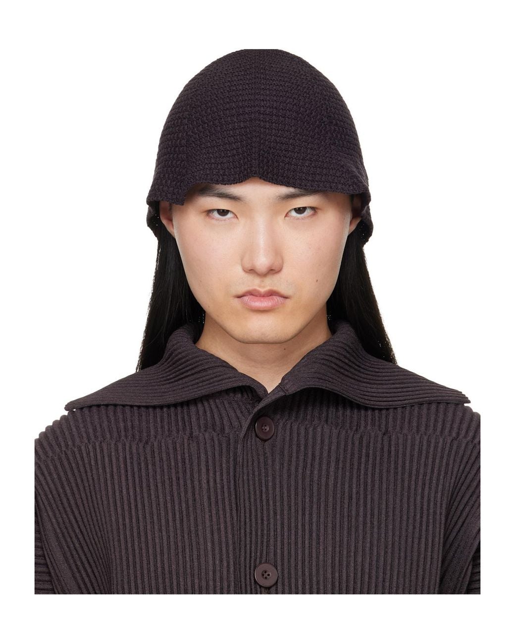 Homme Plissé Issey Miyake Blue Crocheted Fisherman's Hat for men