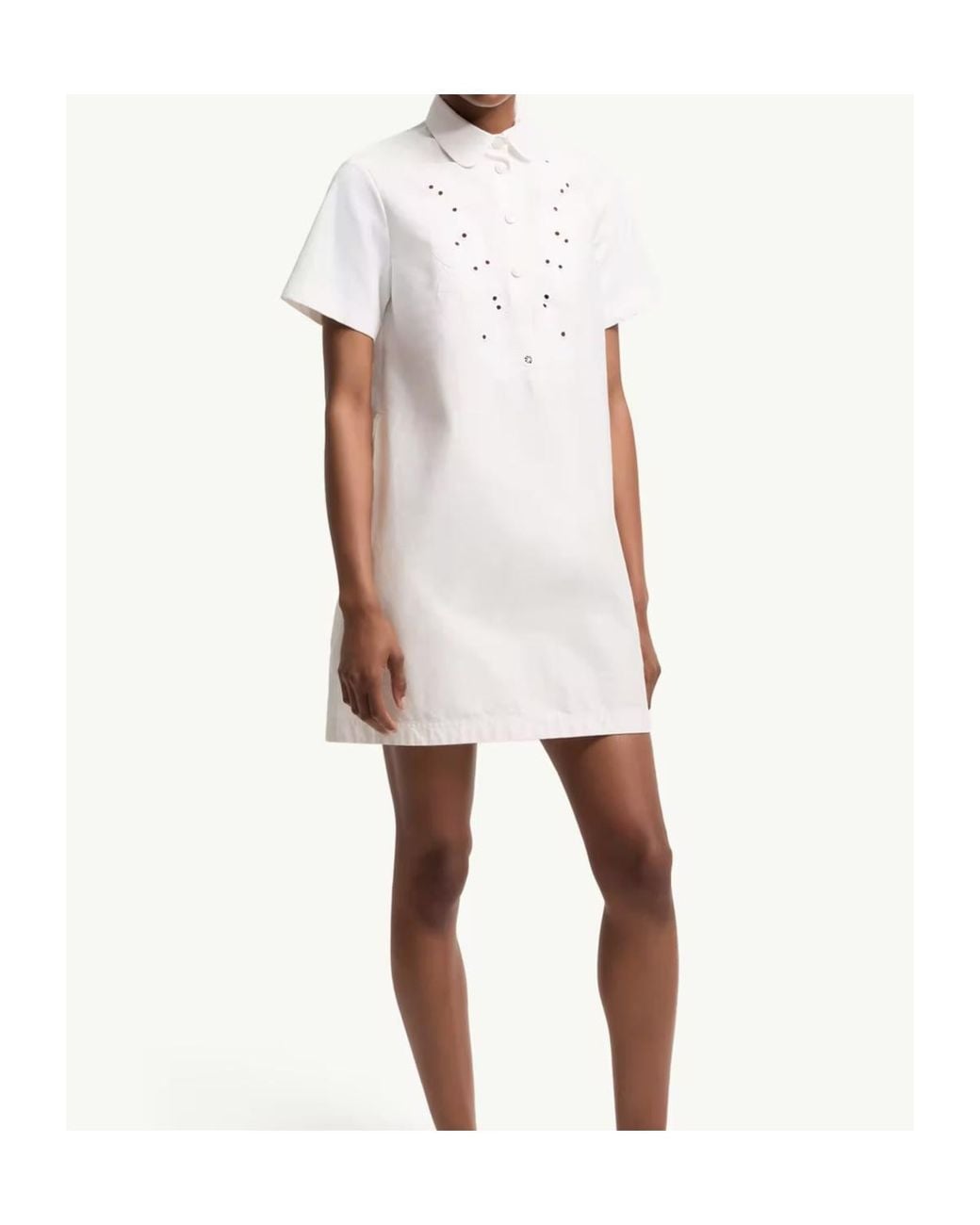Moncler White Embroidered Shirt Dress