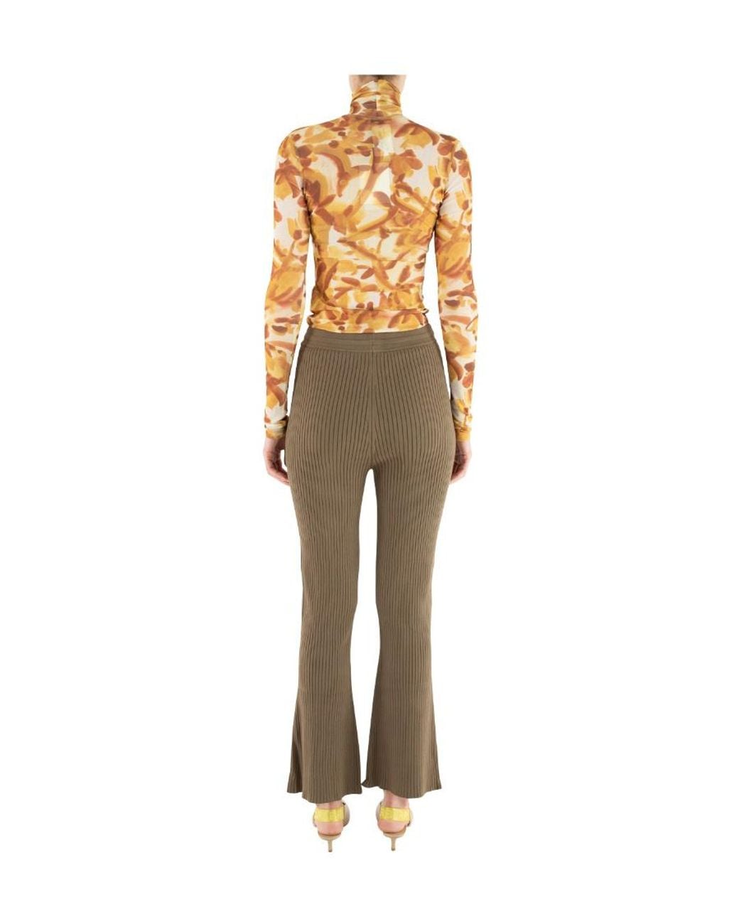 Nanushka Gray Ribbed Knitted Cropped Pants