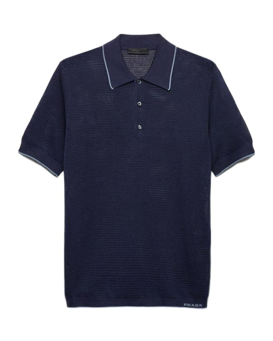 Prada Blue Buttoned Short-Sleeve Polo Shirt for men