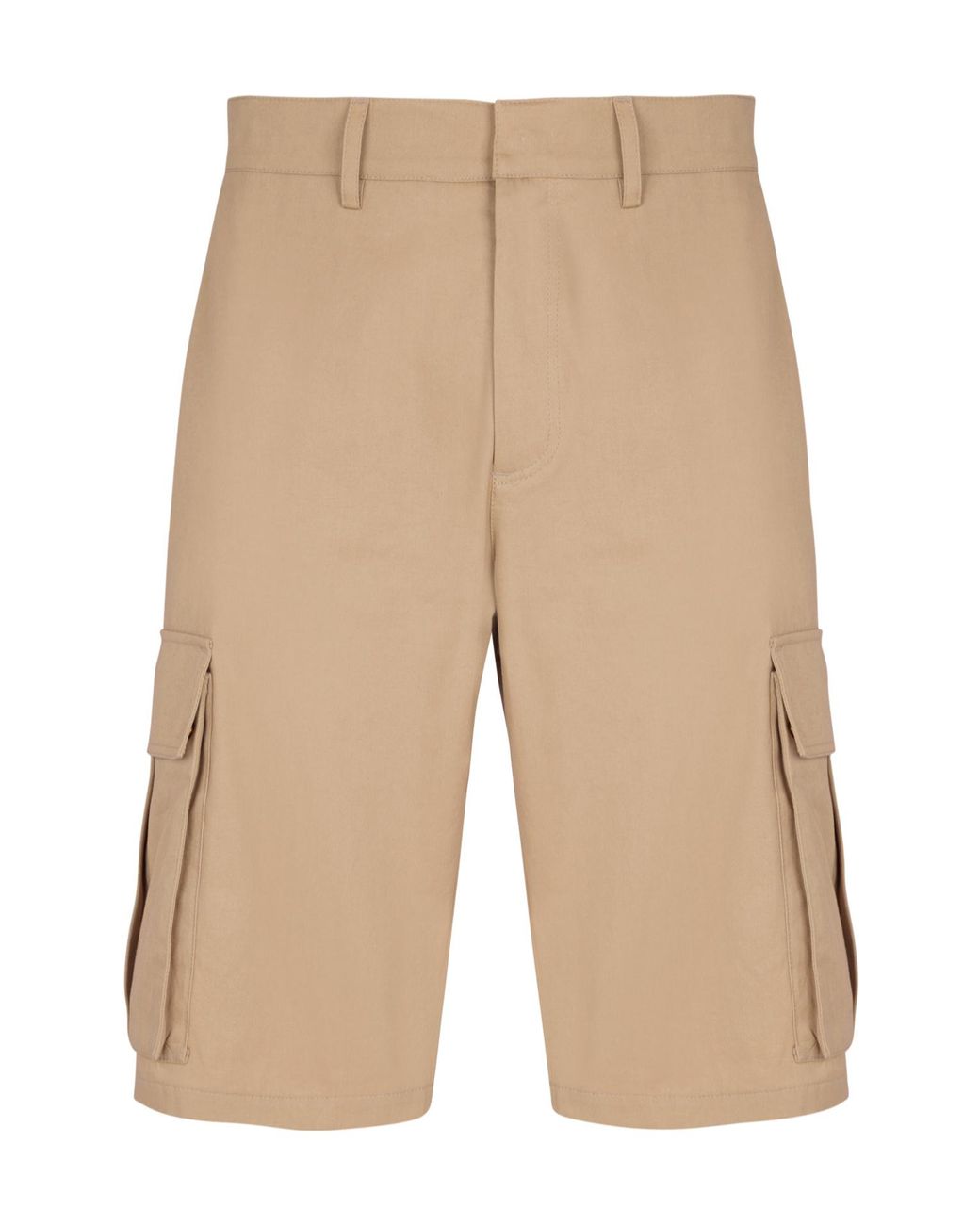 Balmain Natural Cotton Canvas Cargo Bermuda Shorts for men