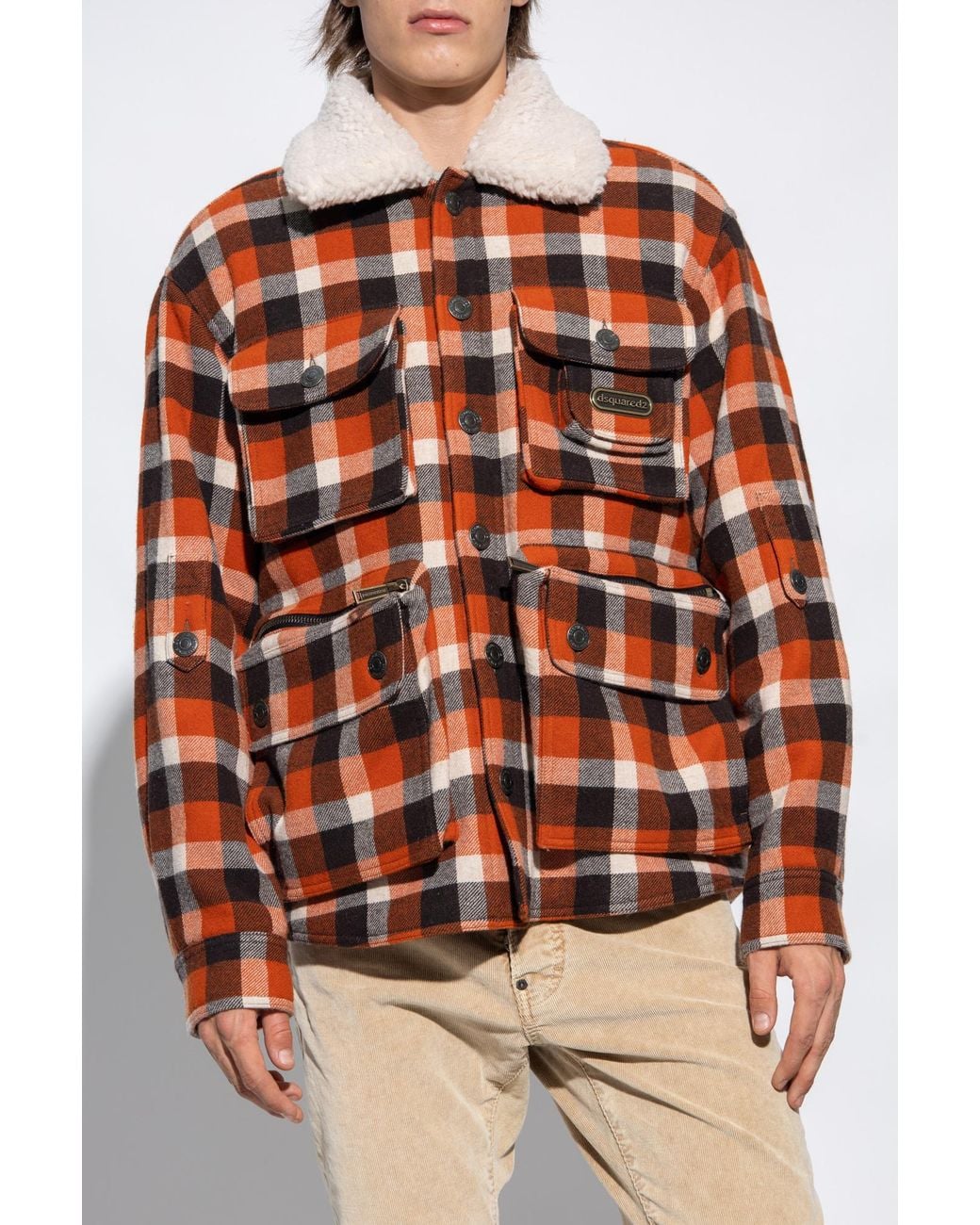 DSquared² Brown Americana Checkered Button-Up Jacket for men