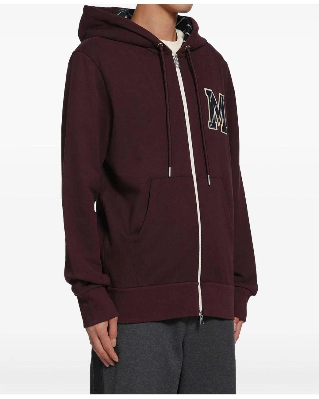 Moncler Purple Logo-Patch Zip-Up Hoodie for men