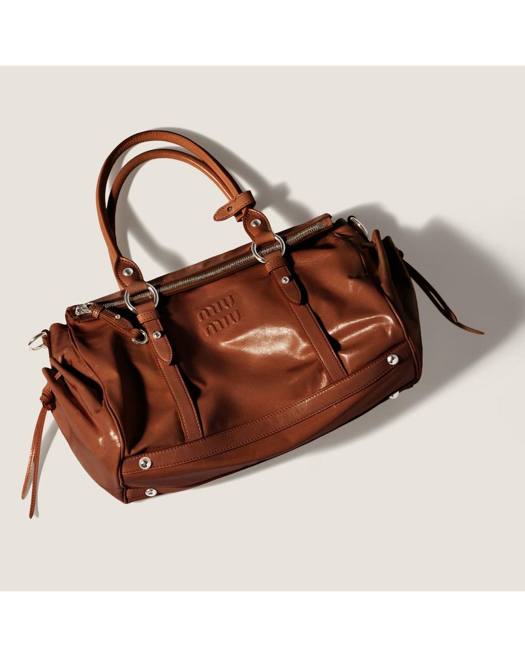 Miu Miu Brown Shiny Leather Handbag