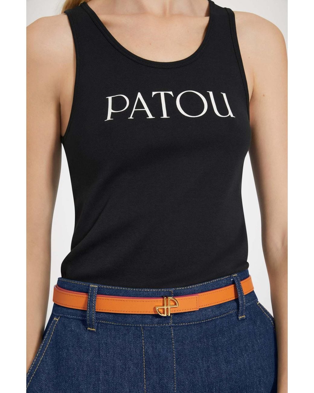 Patou Black Logo Printed Tank Top