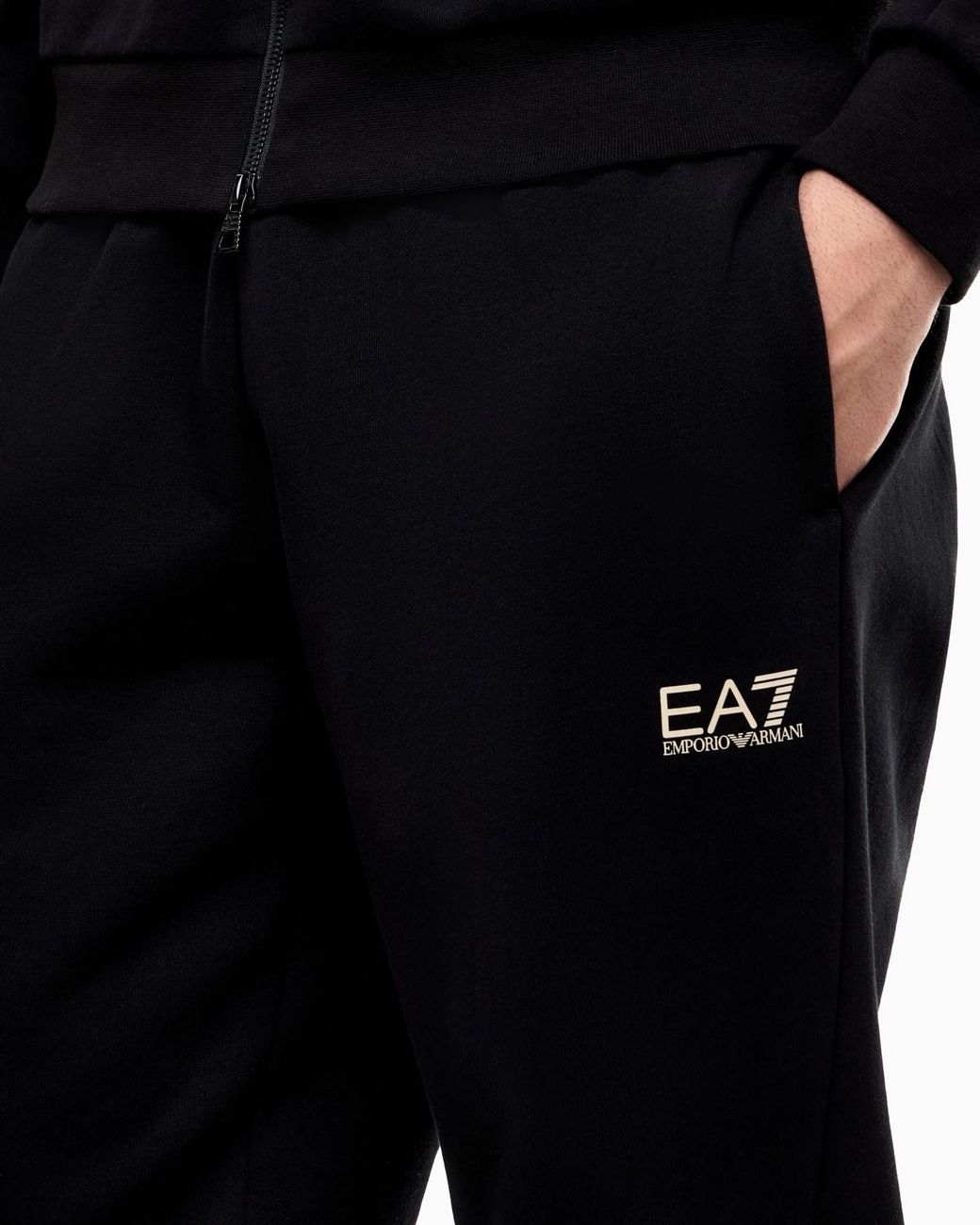 EA7 Black Two-Piece Zip-Up Suit for men