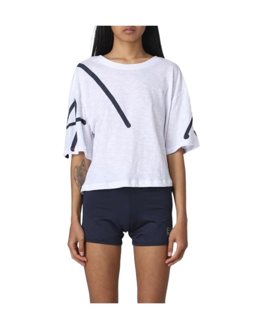 ARMANI EXCHANGE Blue Short-Sleeved T-Shirt With Round Neck