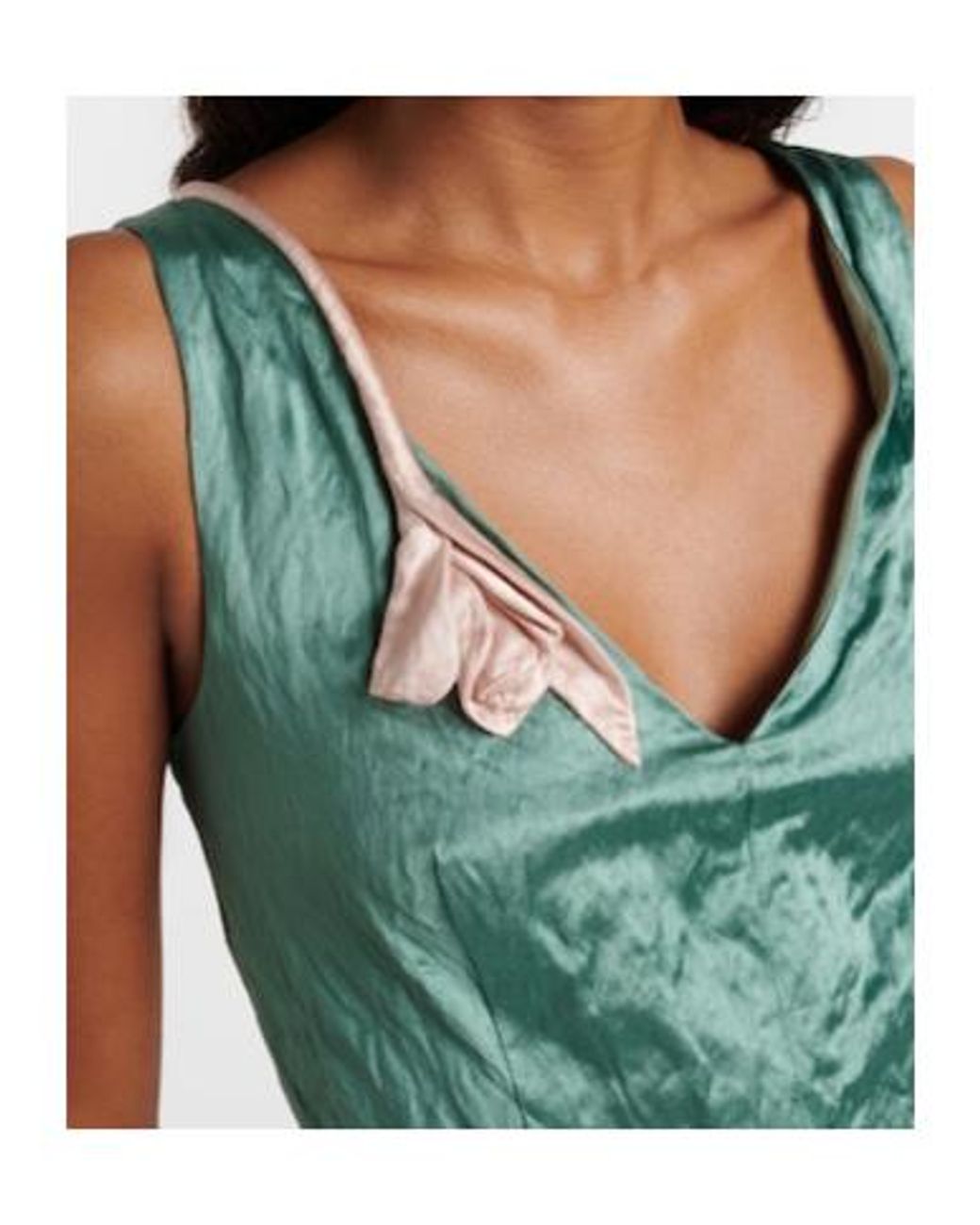 Erdem Green Floral-Appliqué Satin Midi Dress