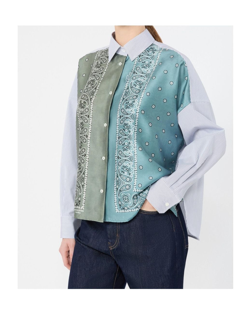 Weekend by Maxmara Blue Technical Twill And Cotton Poplin Shirt