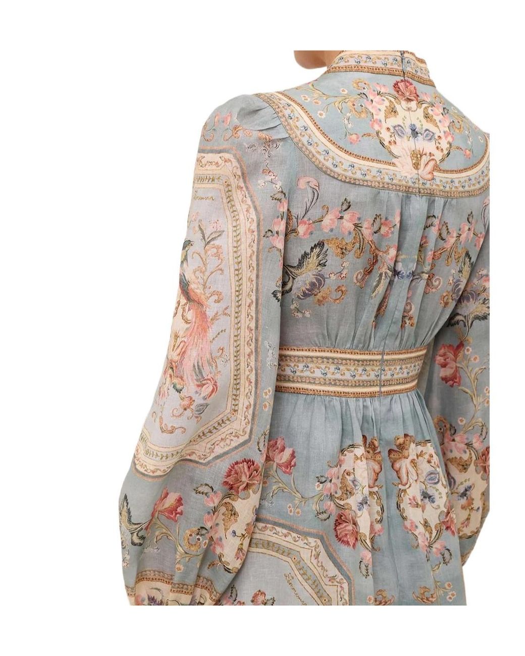 Zimmermann White Printed Puff-Sleeve Dress
