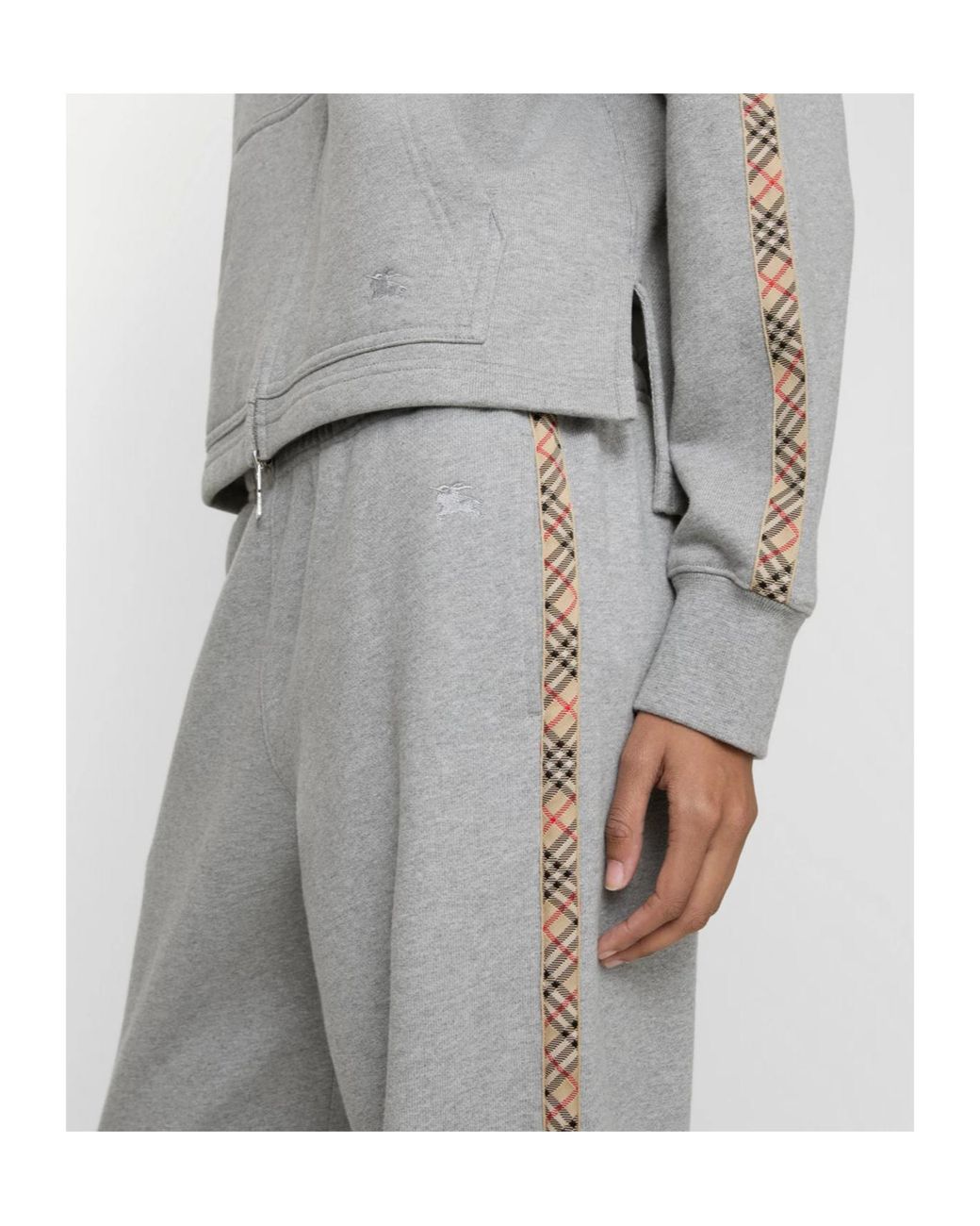 Burberry Gray Wide-Leg Checked Band Drawstring Trousers