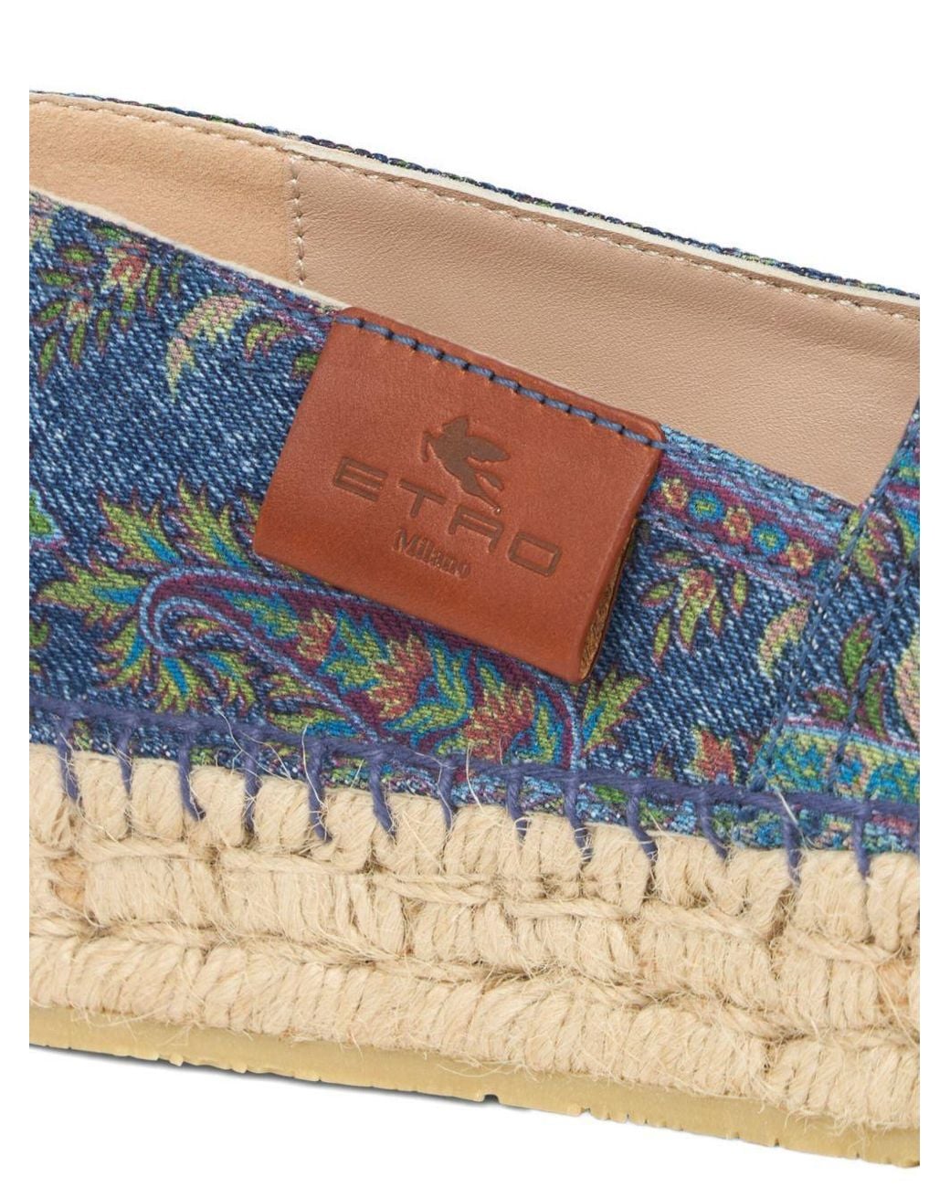 Etro Blue Jacquard Round-Toe Denim Espadrilles