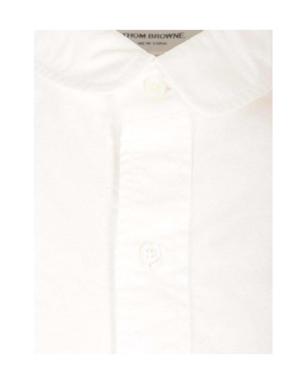Thom Browne White Long-Sleeved Buttoned Shirt for men