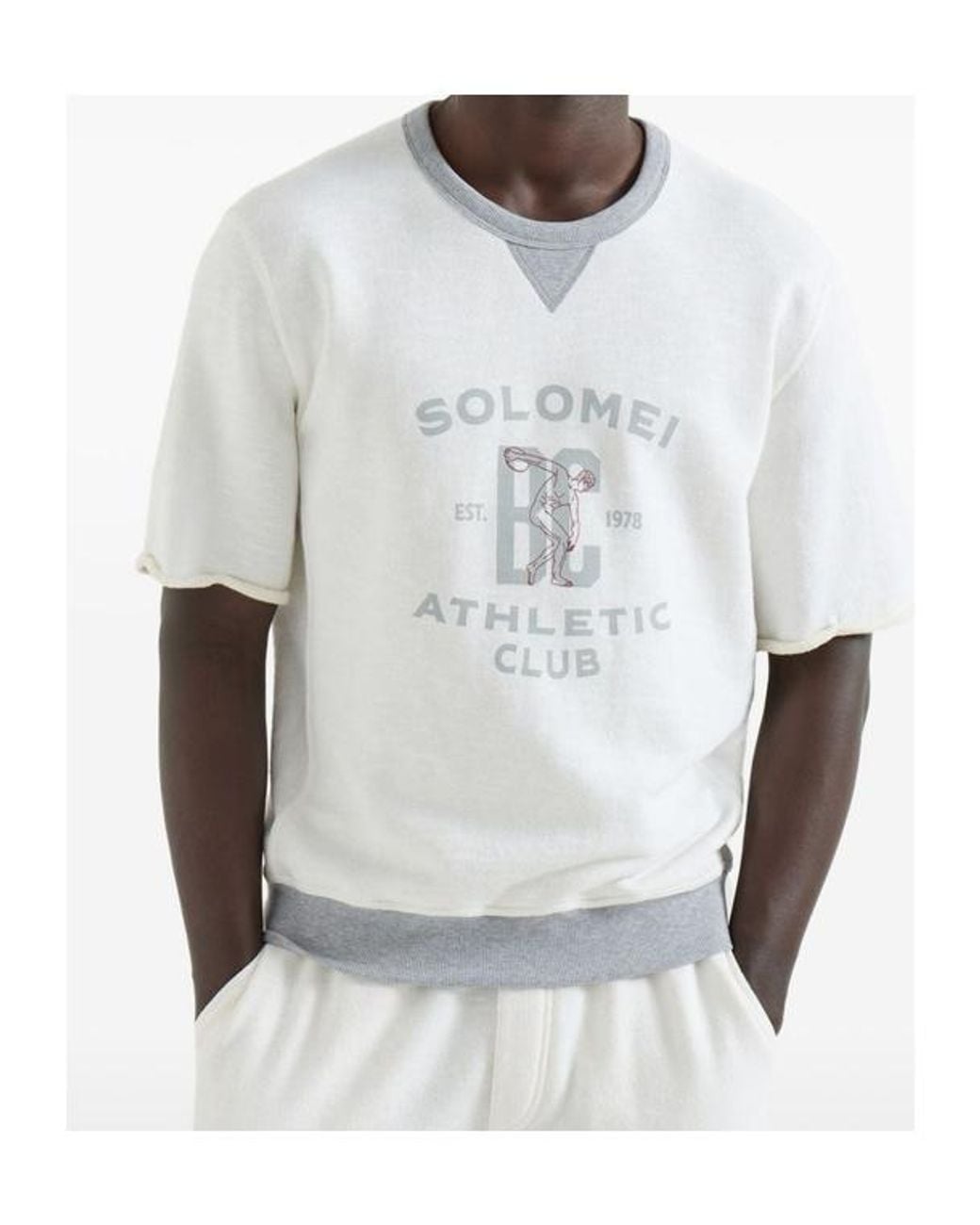 Brunello Cucinelli White Short Sleeved Crewneck T-Shirt for men