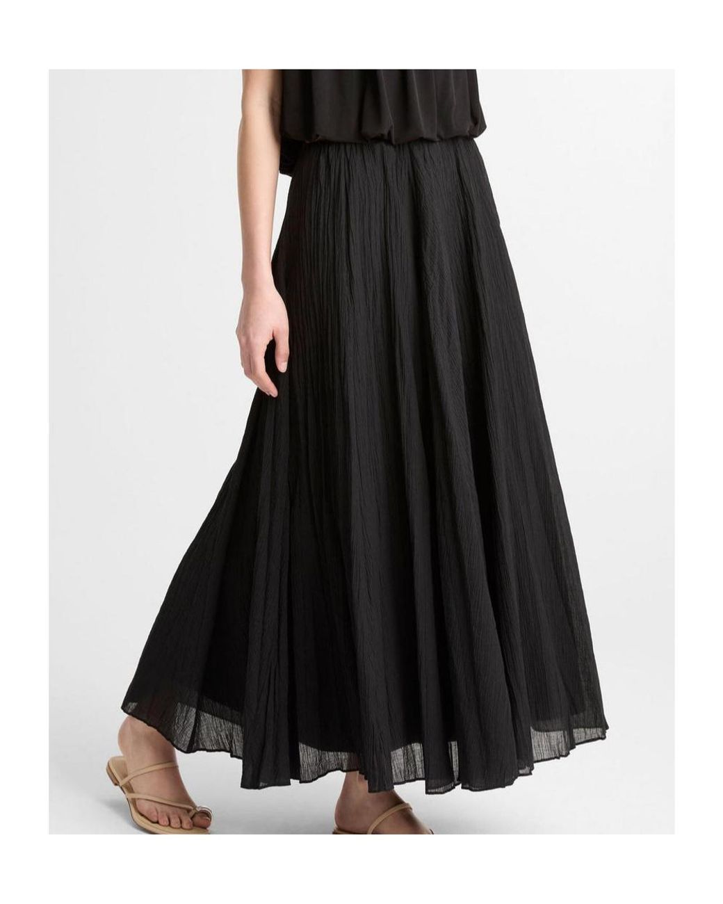 Vince Black Crinkled Maxi Skirt