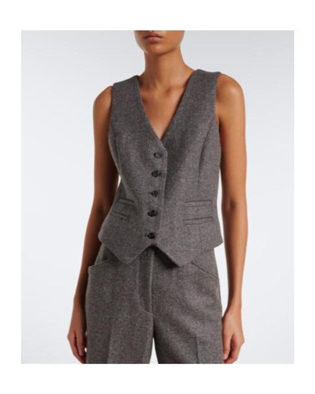 Gabriela Hearst Gray Coleridge Herringbone Cashmere And Wool Vest