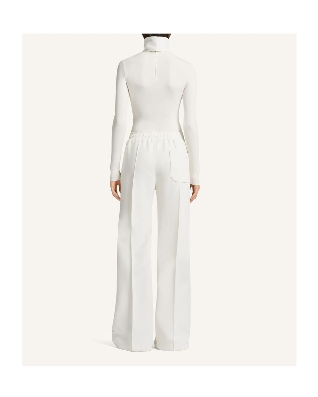 Courreges White Logo-Embroidered Mock-Neck Bodysuit